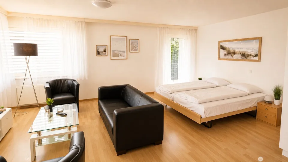 Möbliert wohnen im Herzen von Biel – 40 m², Balkon, Klima & Sauna – Foto 4 von 14