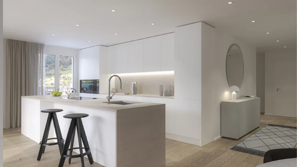 Appartement lumineux, neuf et luxueux de 3½ pièces (E7) au dernier étage avec grand balcon
