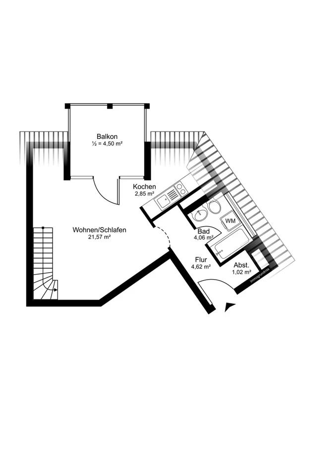 IMMORath.de - Lichtdurchflutete Wohnung mit Balkon und Tiefgaragenstel – Foto 12 von 13