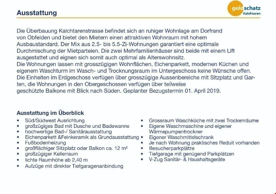 3.5 Zimmerwohnung mit 120 m2 Balkon Richtung Süden