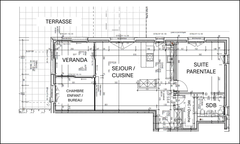 St-Sulpice – Appartamento luminoso di 70m2 con veranda, grande terrazza e accesso al giardino