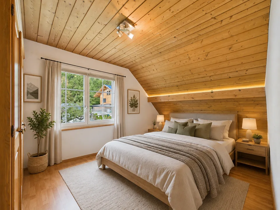 3,5 Zimmer Dachwohnung mit Bergsicht und Raumhöhe – Foto 10 von 21