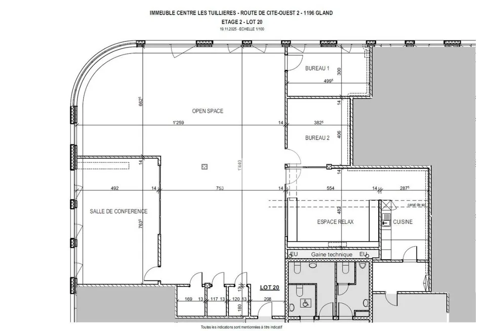 Zentrum Les Tuillières - Helle Fläche von ca. 283m2, die im 2. Stock eines Gewerbegebäudes modifiziert werden kann – Foto 10 von 10