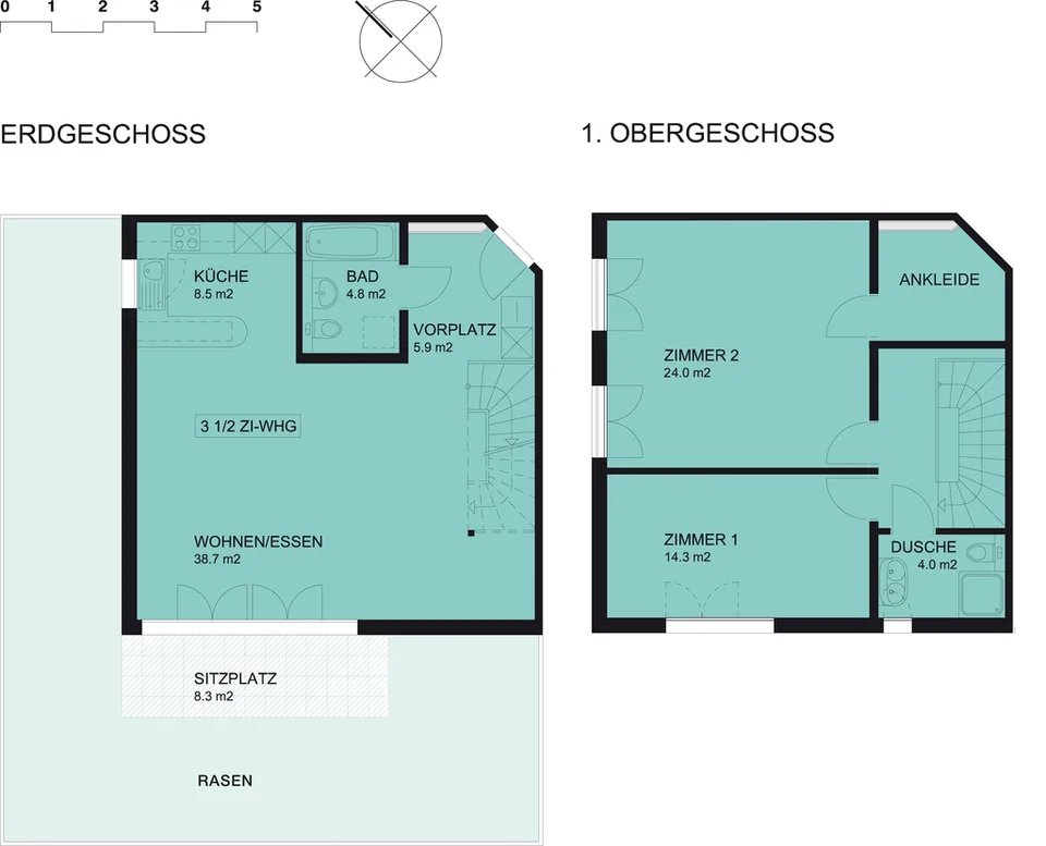 Spaziosa maisonette appartamento con giardino e due bagni