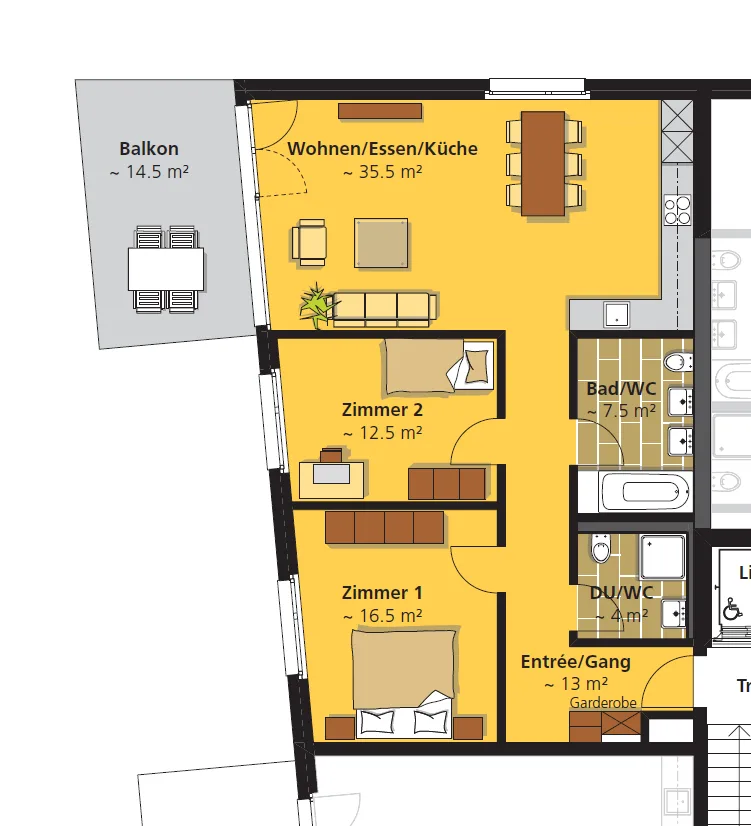 HELLE 3.5 Zimmer-Wohnungen mit GROSSZÜGIGEM Balkon zu vermieten