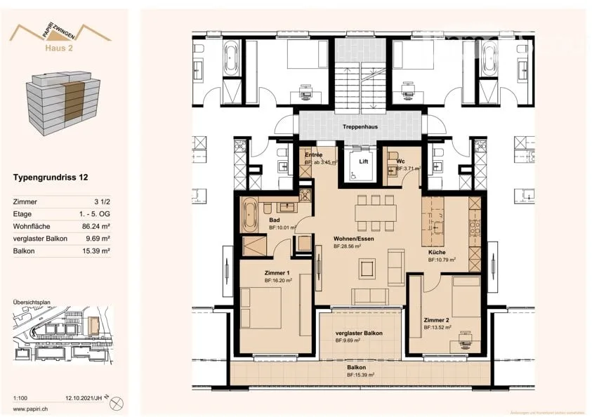 Modern 3.5-room apartment with balcony and beautiful view in Zwingen
