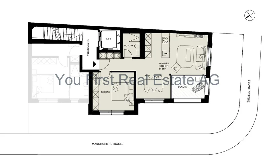 Wohnung W04 2.5-Zimmer Geschosswohnung mit Loggia – Foto 7 von 7