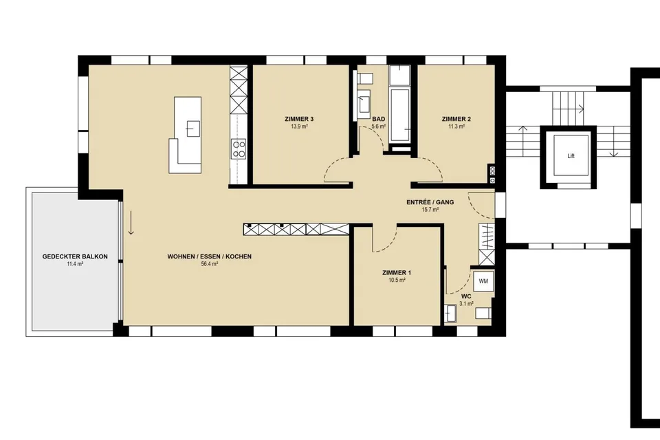 Moderne und gepflegte 4.5-Zi. Wohnung mit grossem Balkon – Foto 8 von 10