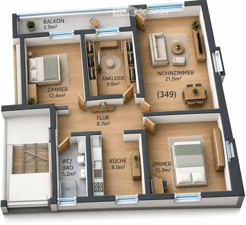 Modern 4.5-room apartment with a panoramic view of the Glarner Alps