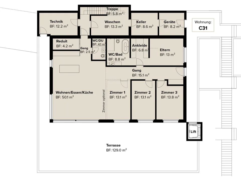 Exklusive Terrassenwohnung mit Dachterrasse und Weitblick – Foto 11 von 18