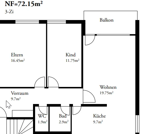 Appartamento soleggiato di 3 locali con balcone e ascensore