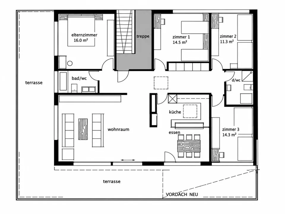 Spacious 5.5-room attic apartment with 72 m² terrace and panoramic view