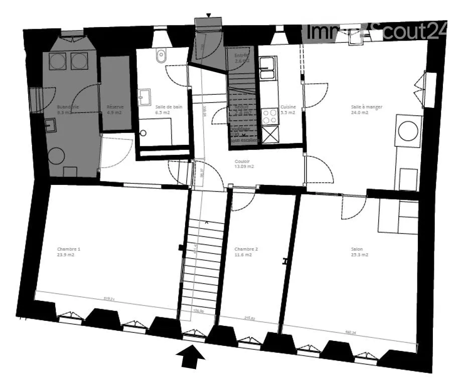 4-room apartment, 17th-century winegrower's house, old town