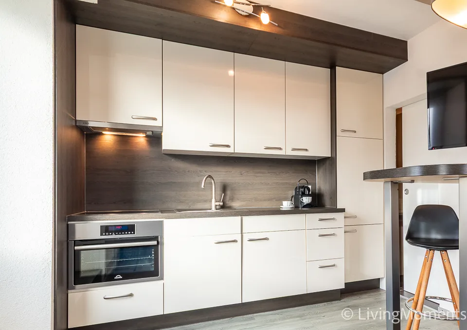 Furnished 1-room apartment with outdoor seating area