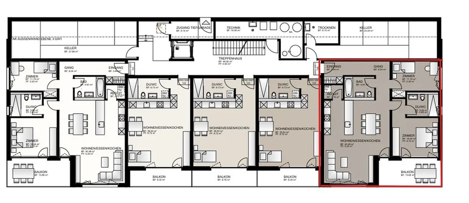 Calme et modernisé - appartement attractif de 3,5 pièces