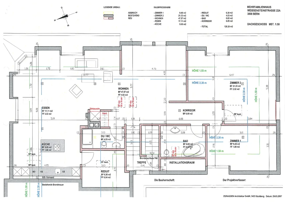 Grosszuegige und helle 3.5-Zimmer-Dachwohnung mit Loft-Charme im Fischermatteli