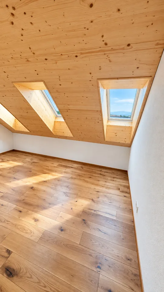 Bright attic apartment with modern renovation and charming wood details