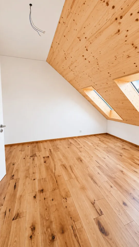 Bright attic apartment with modern renovation and charming wood details