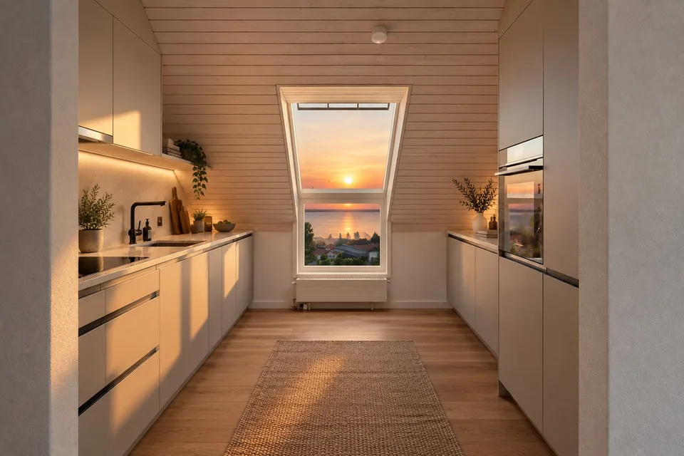 Bright attic apartment with lake view – photo 2 of 13
