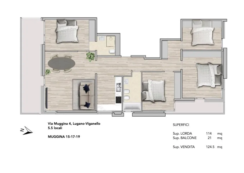Elegante appartamento 5.5 locali a Viganello con balcone – foto 22 di 23