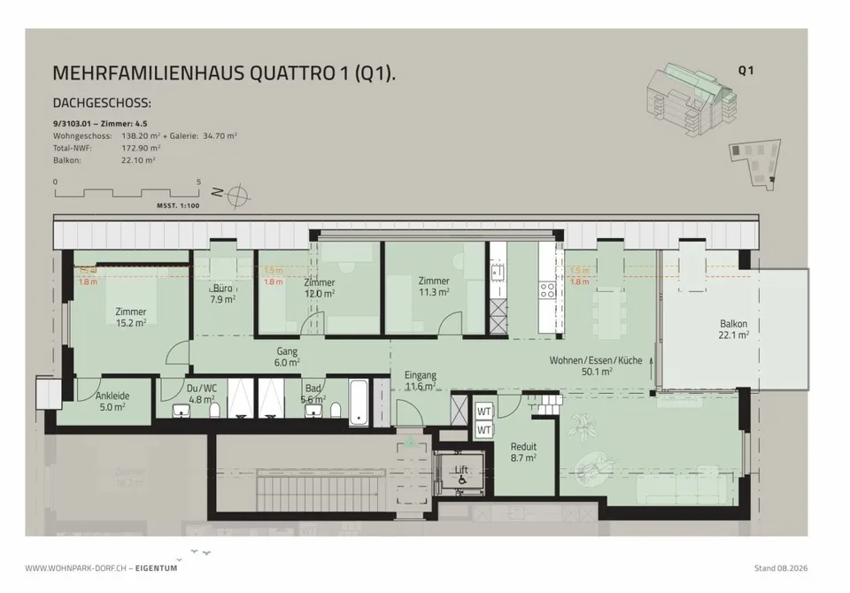 WOHNPARK VILLAGE - LANCEMENT DES VENTES 2E ETAPPE - APPARTEMENT 4,5 PIÈCES SOUS TOIT – photo 8 sur 11