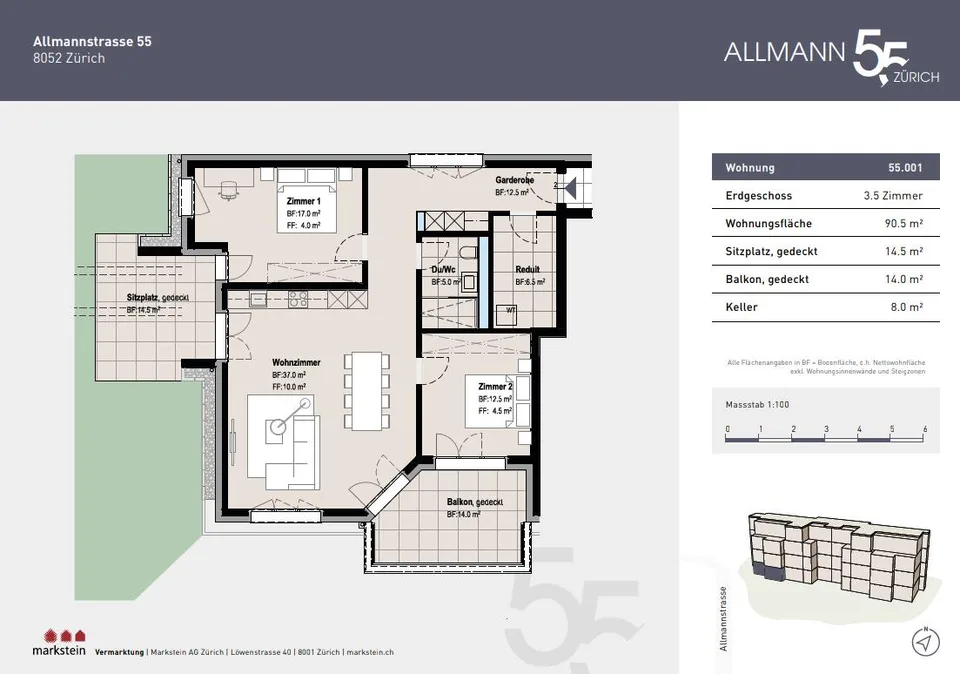Habitation urbaine dans un emplacement attractif - appartement 3,5 pièces à Zurich – photo 7 sur 7