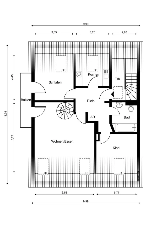 IMMORath.de - Lichtdurchflutete 3-Zimmer-Wohnung mit Balkon und Schwed – Foto 11 von 13