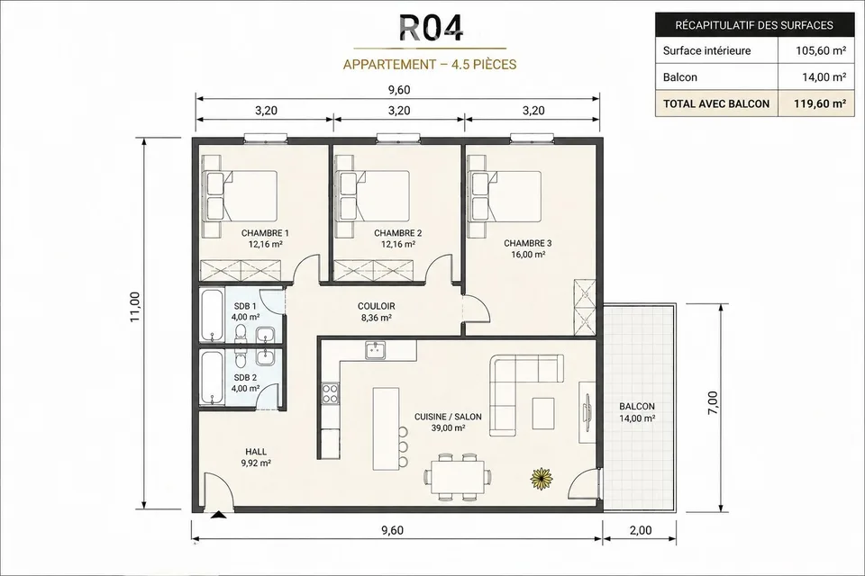 4,5 möblierte Zimmer CHF 1'620, NK, inklusive Innenparkplatz – Foto 3 von 5