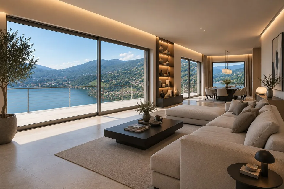 Elegantes Landhaus mit Panoramablick auf den See, Infinity-Pool und privatem Garten – Foto 2 von 13