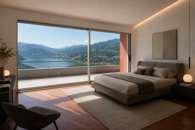 Elegantes Landhaus mit Panoramablick auf den See, Infinity-Pool und privatem Garten – Foto 12 von 13