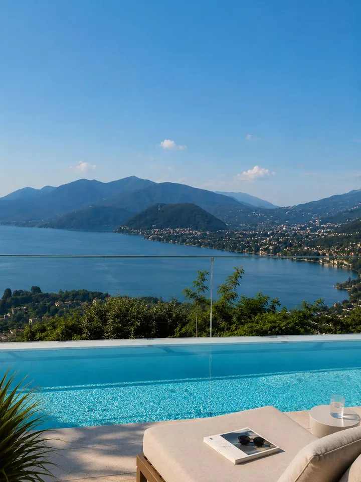 Elegantes Landhaus mit Panoramablick auf den See, Infinity-Pool und privatem Garten – Foto 10 von 13