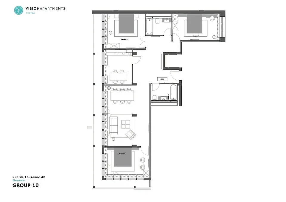 Spacious 4-Room Apartment (3 Bedroom) in Central Geneva – GL702 – photo 5 of 5