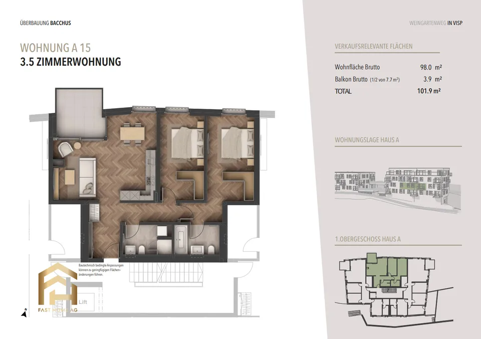 Wohnprojekt BACCHUS: Neubau 3.5 ZWG mit Weitblick – Foto 3 von 11