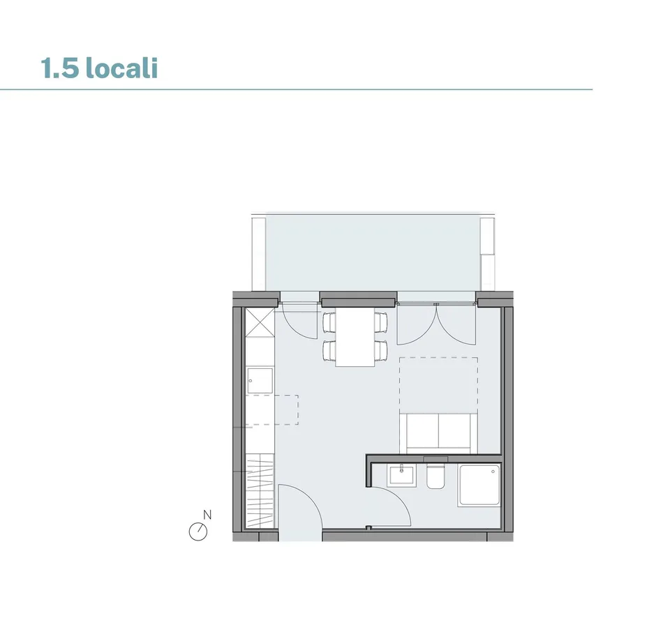 Modernes Apartment mit 1.5 Zimmern und Balkon in Roveredo – Foto 4 von 4
