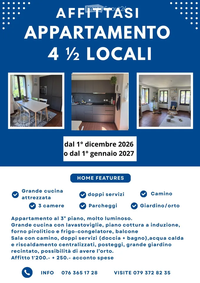 Helles 4.5-Zimmer-Apartment in Ludiano mit Kamin – Foto 2 von 5