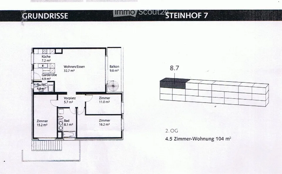 4.5-Zi Wohnung mit eigener Dachterrasse und Balkon – Foto 5 von 5