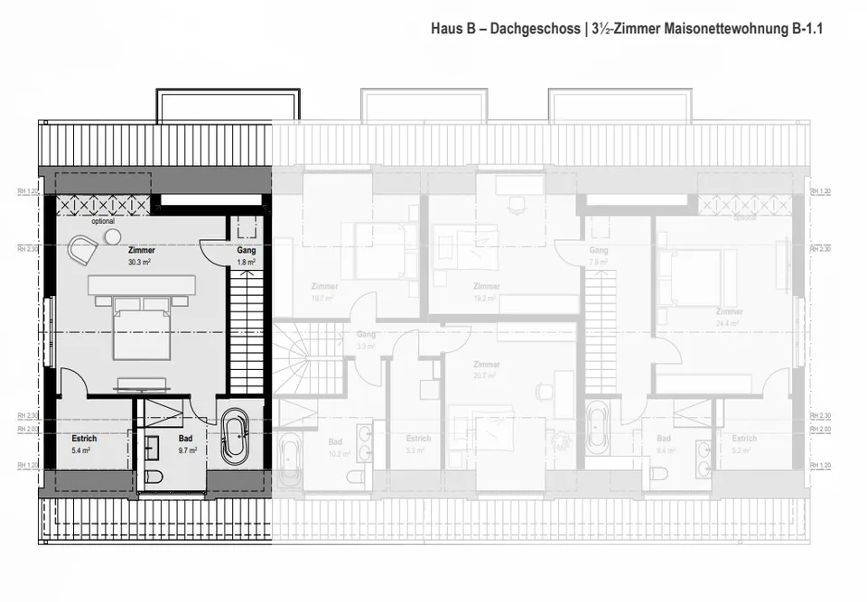 Appartement de rêve pour célibataires et couples : appartement en duplex de 3,5 pièces avec jardin d'hiver. B-1.1 – photo 10 sur 22
