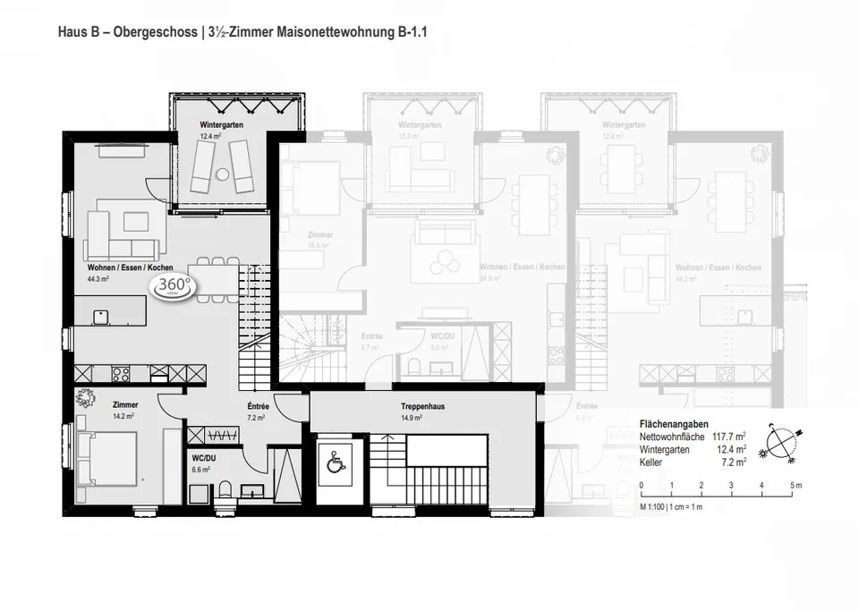 Appartement de rêve pour célibataires et couples : appartement en duplex de 3,5 pièces avec jardin d'hiver. B-1.1 – photo 11 sur 22