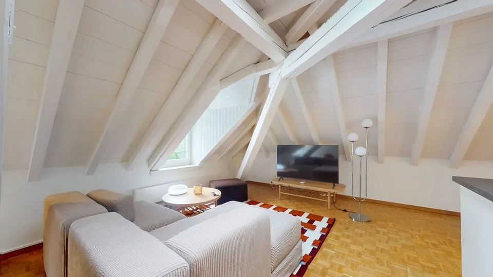 Charming furnished 1-bedroom apartment under the roof with exposed beams – Servette, Geneva – photo 3 of 10