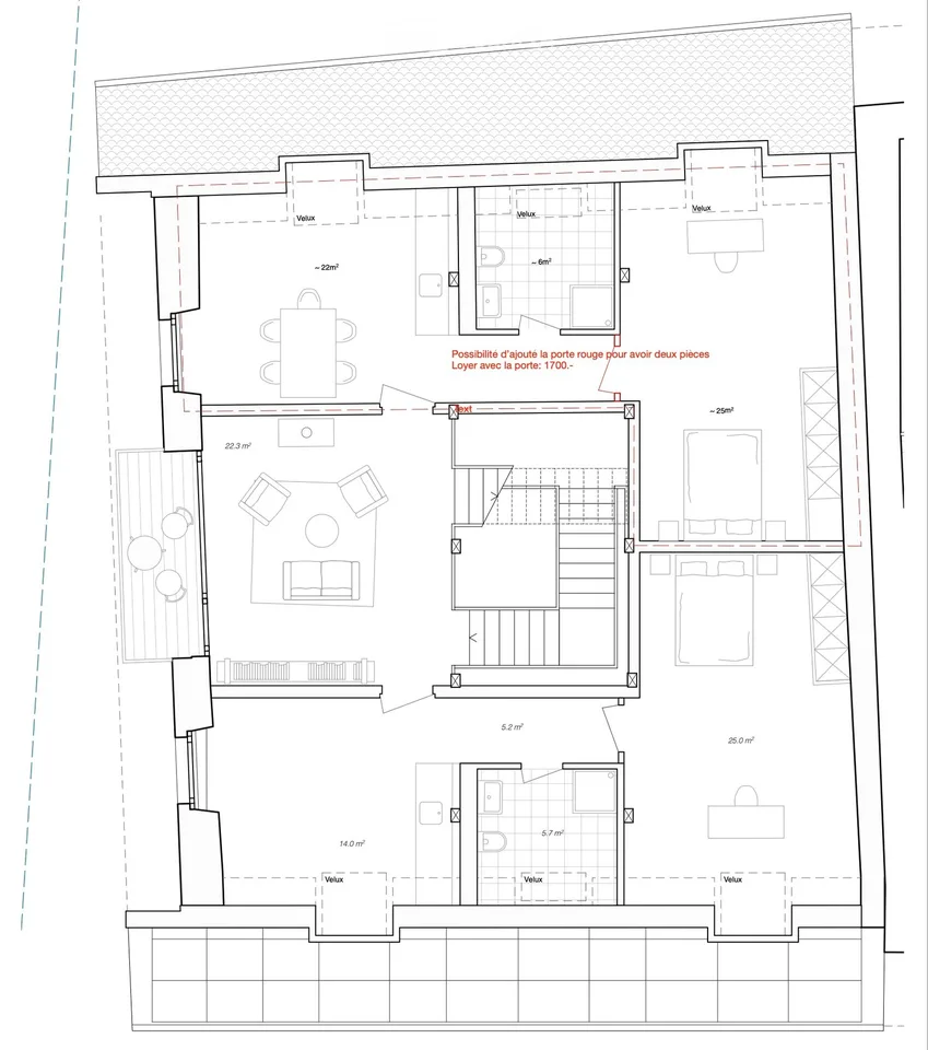 Einheit mit eigenem Badezimmer von 49m2 und 130m2 Gemeinschaftsflächen – Foto 2 von 5