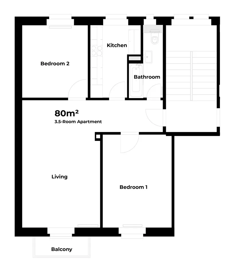 Möblierte 3.5-Zimmer-Wohnung mit Balkon an der Elisabethenstrasse, Zürich – Foto 20 von 20