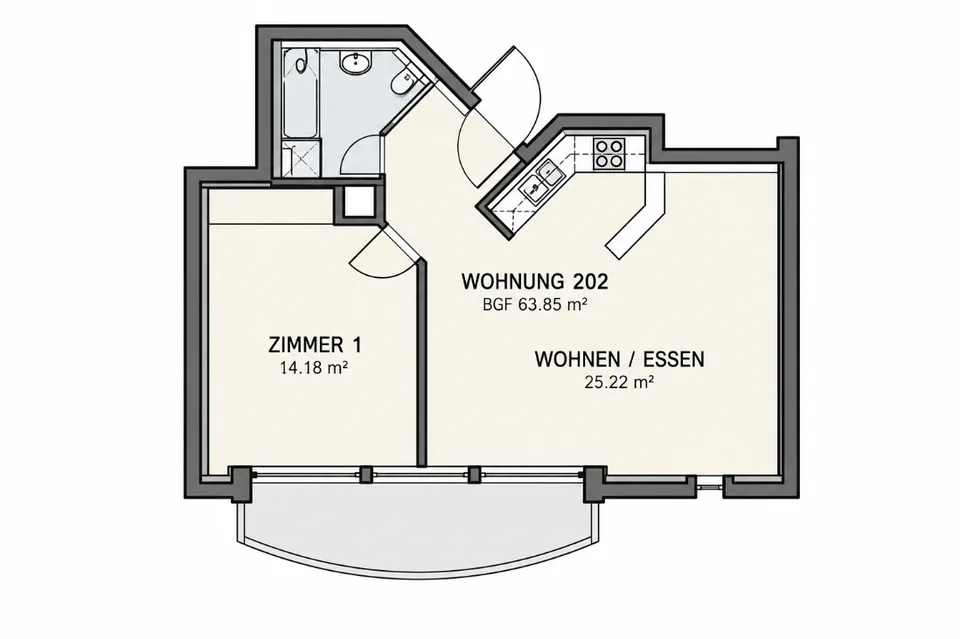 Charmanter Apartment mit 2.5 Zimmern, Balkon und innerer Parkplatz – Foto 9 von 9