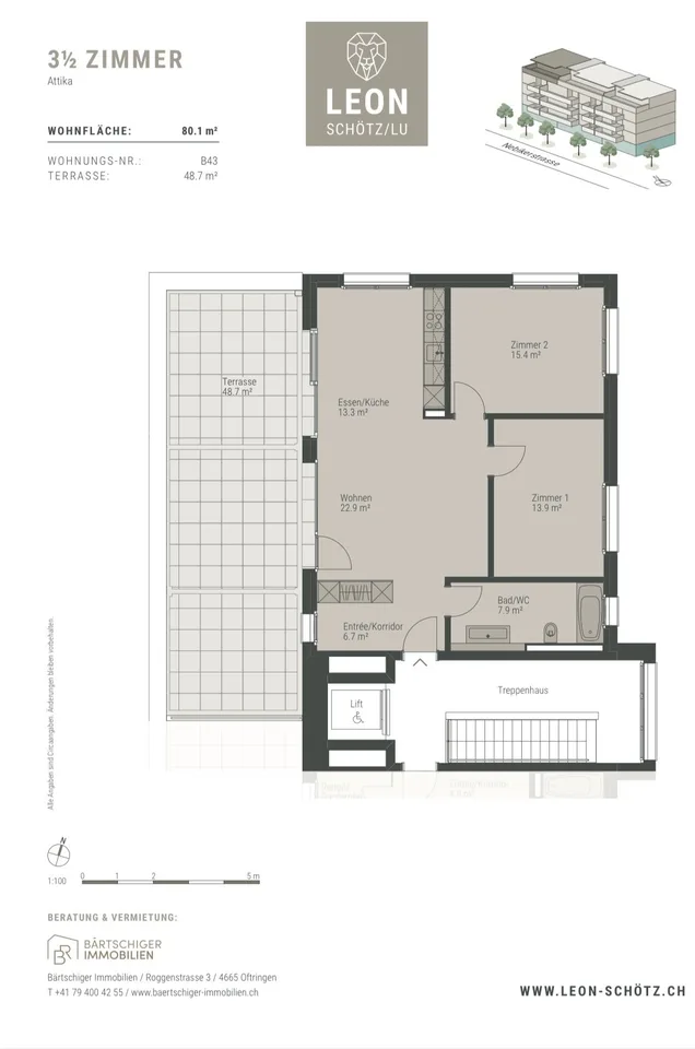 3.5-Room Attic Apartment in LEON Schötz – photo 4 of 12