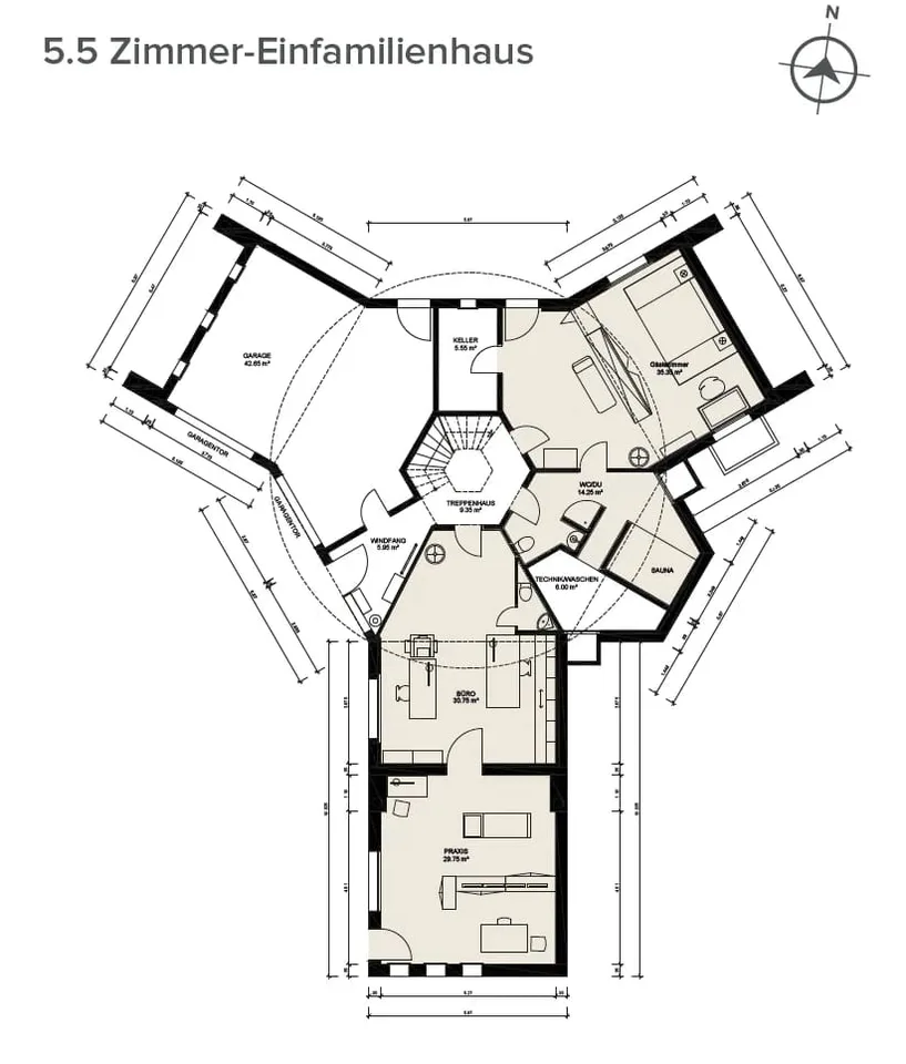 Casa unifamiliare architettonica con studio di 1,5 locali integrato – foto 12 di 13