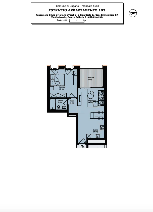 LUGANO CENTRE - APPARTMENT 2,5 PIÈCES À LOUER AVEC TERRASSE (ref. 103) – photo 14 sur 16