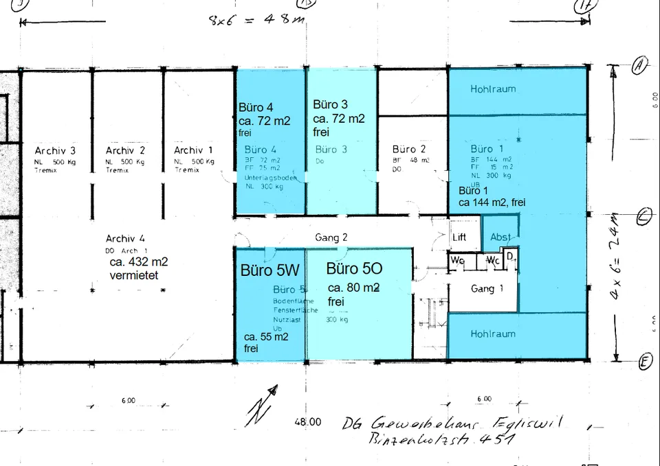 Überhohe Büros im Dachgeschoss: 55, 2x72, 80 und 144 m2 – Foto 13 von 13