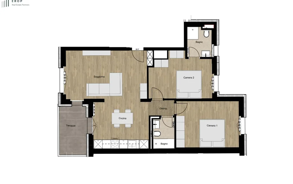 Letztes helles 3.5-Zimmer-Apartment mit Balkon und Seeblick in Lugano – Foto 2 von 6