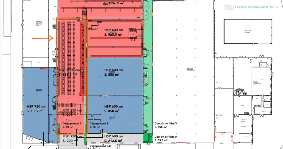 Werkstatt/Lager von 1516 m2 im Erdgeschoss - Starkstrom - 17m Höhe – Foto 2 von 2