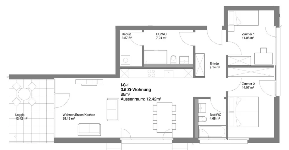 Moderne 3.5-Zimmer-Wohnung im Erdgeschoss – Foto 12 von 13