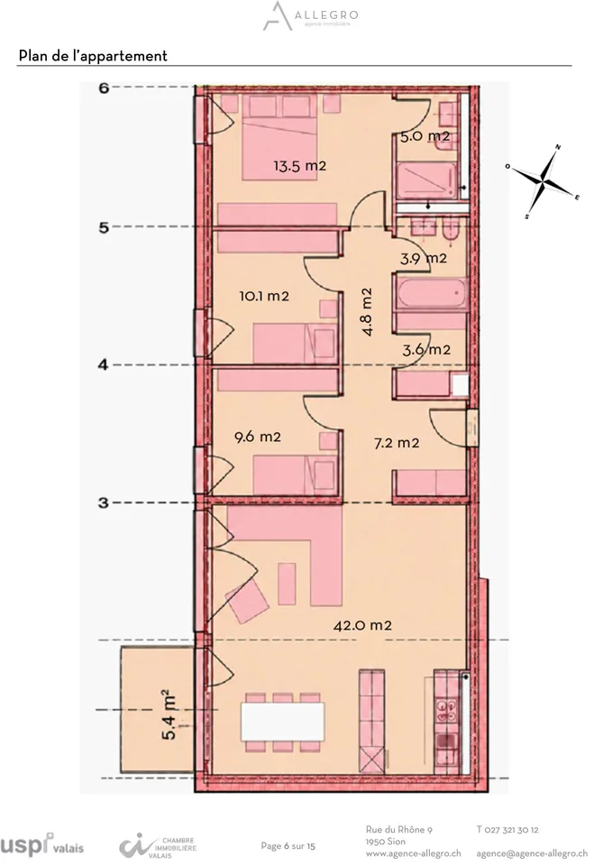 Sion, appartement de 4.5 pièces de 117m2 dans une résidence Minergie avec 2 pl. de parc intérieures – photo 15 sur 15
